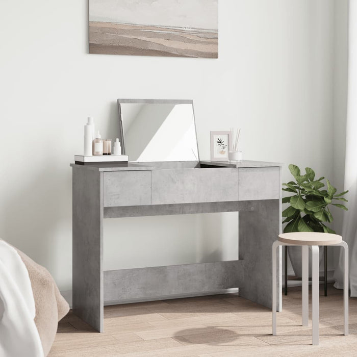 Toeletta con Specchio-Tavolo da Vanit¨¤ Grigio Cemento 100x45x76 cm
