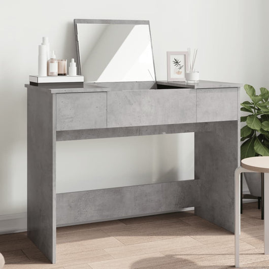 Toeletta con Specchio-Tavolo da Vanit¨¤ Grigio Cemento 100x45x76 cm