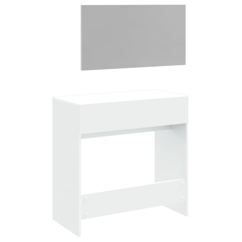 Toeletta con Specchio-Tavolo da Vanit¨¤ Bianco 80x39x80 cm