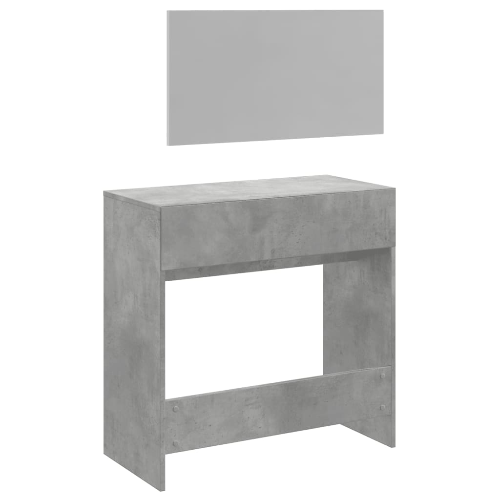 Toeletta con Specchio Grigio Cemento 80x39x80 cm 840705