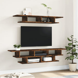 Mobili TV a Muro Rovere Fumo in Legno Multistrato 840734