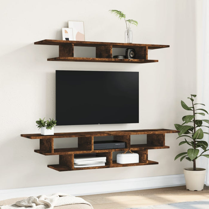 Mobili TV a Muro Rovere Fumo in Legno Multistrato 840734