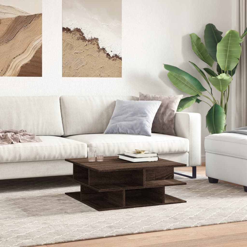 Tavolino da Salotto Rovere Marrone 70x70x29cm Legno Multistrato 840750