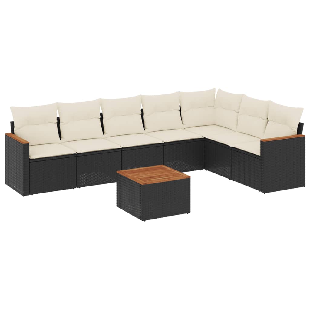 Set Divani da Giardino con Cuscini 8 pz Nero in Polyrattan 3226035