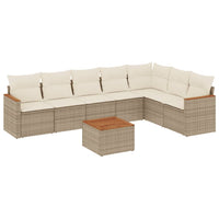 Set Divano da Giardino 8 pz con Cuscini Beige in Polyrattan