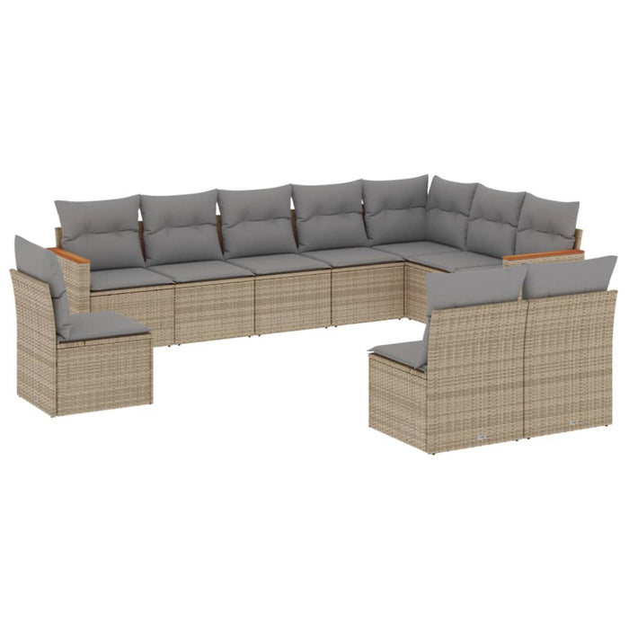 Set Divano da Giardino 10 pz con Cuscini Beige Misto Polyrattancod mxl 113067
