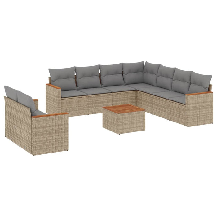Set Divano da Giardino 10 pz con Cuscini Beige Misto Polyrattancod mxl 113069