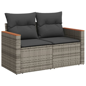 Set Divano da Giardino 10 pz con Cuscini Grigio in Polyrattan 3226109