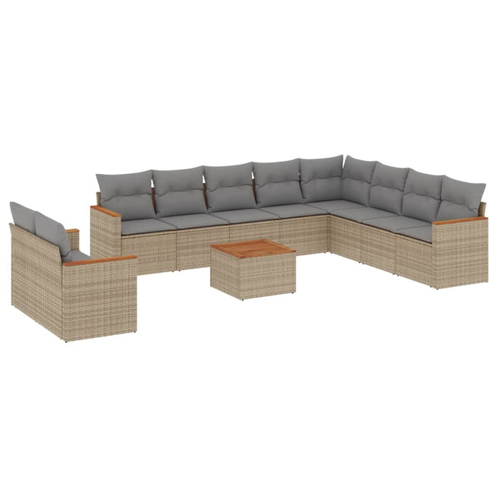 Set Divano da Giardino 11 pz con Cuscini Beige Misto Polyrattancod mxl 113071