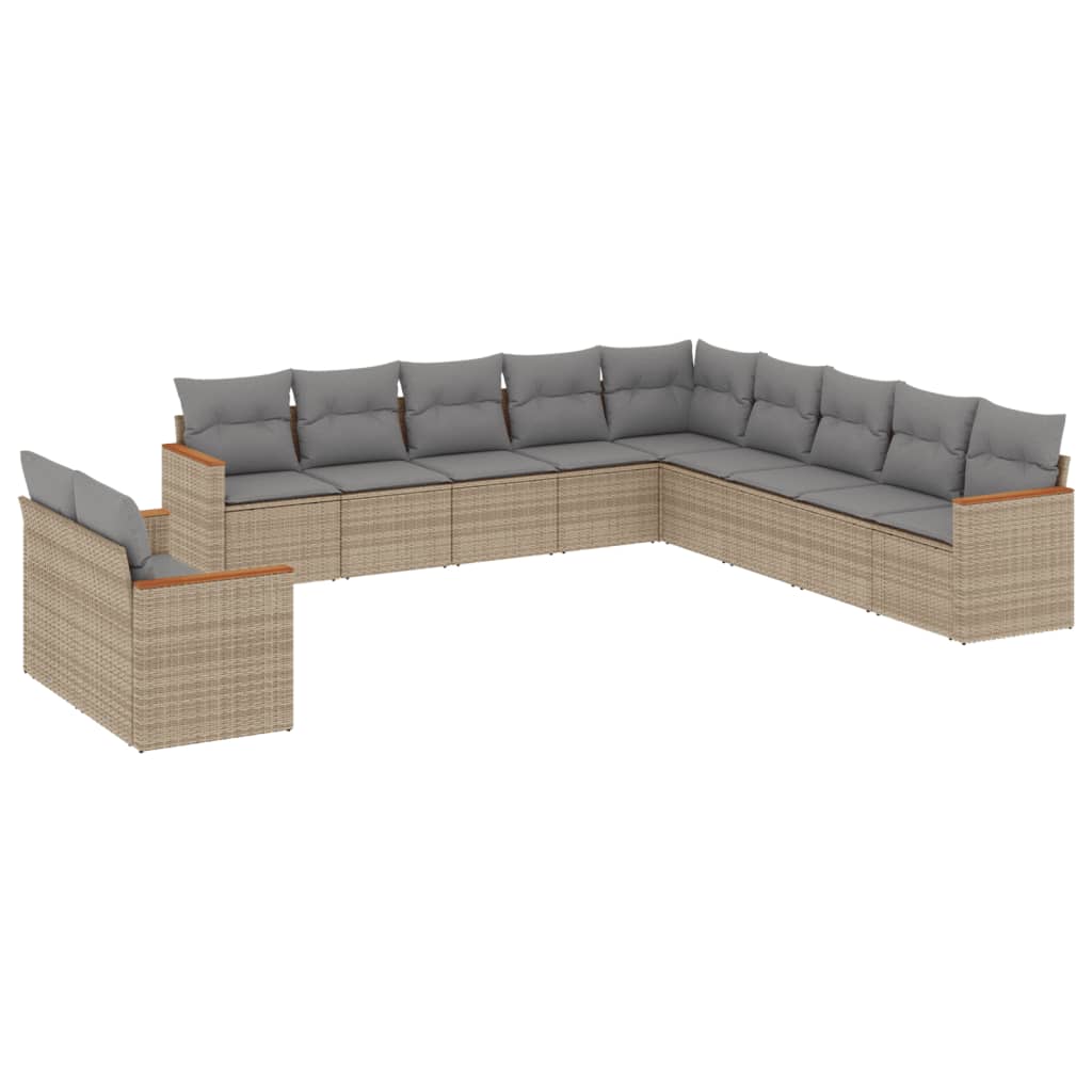 Set Divano da Giardino 11 pz con Cuscini Beige Misto Polyrattancod mxl 116678