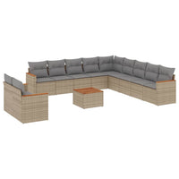 Set Divano da Giardino 12 pz con Cuscini Beige Misto Polyrattancod mxl 113072