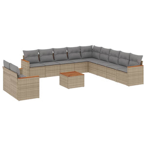 Set Divano da Giardino 12 pz con Cuscini Beige Misto Polyrattancod mxl 113072