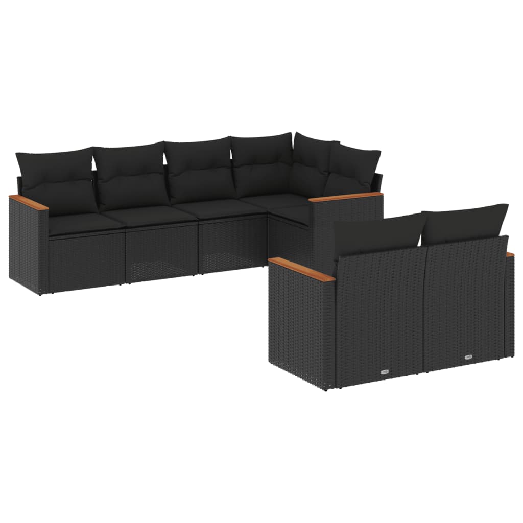 Set Divani da Giardino con Cuscini 7pz Nero Polyrattan 3226139