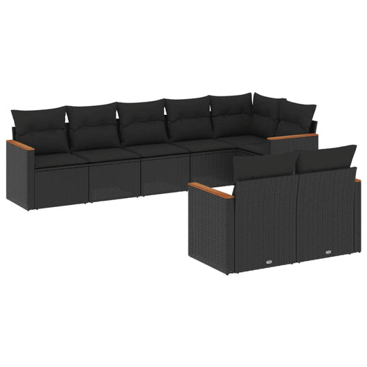 vidaXL Set Divani da Giardino con Cuscini 8 pz Nero in Polyrattan