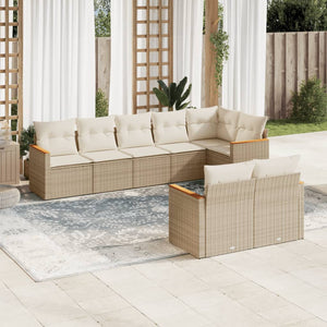 Set Divano da Giardino 8 pz con Cuscini Beige in Polyrattan 3226149