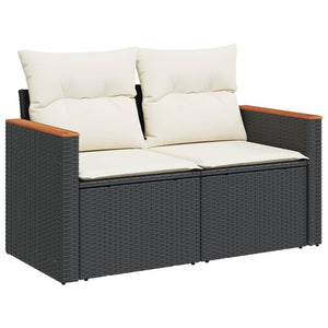 Set Divano da Giardino 6 pz con Cuscini-Sofa da Giardino-Divanetto da esterno Nero in Polyrattan 151354