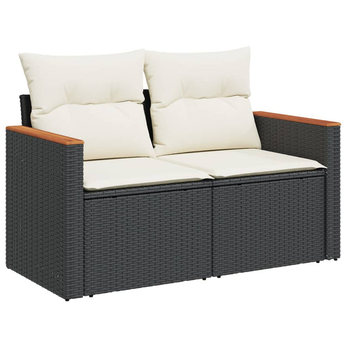 Set Divano da Giardino 6 pz con Cuscini-Sofa da Giardino-Divanetto da esterno Nero in Polyrattan 151354