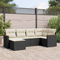 Set Divano da Giardino 6 pz con Cuscini-Sofa da Giardino-Divanetto da esterno Nero in Polyrattan 151354