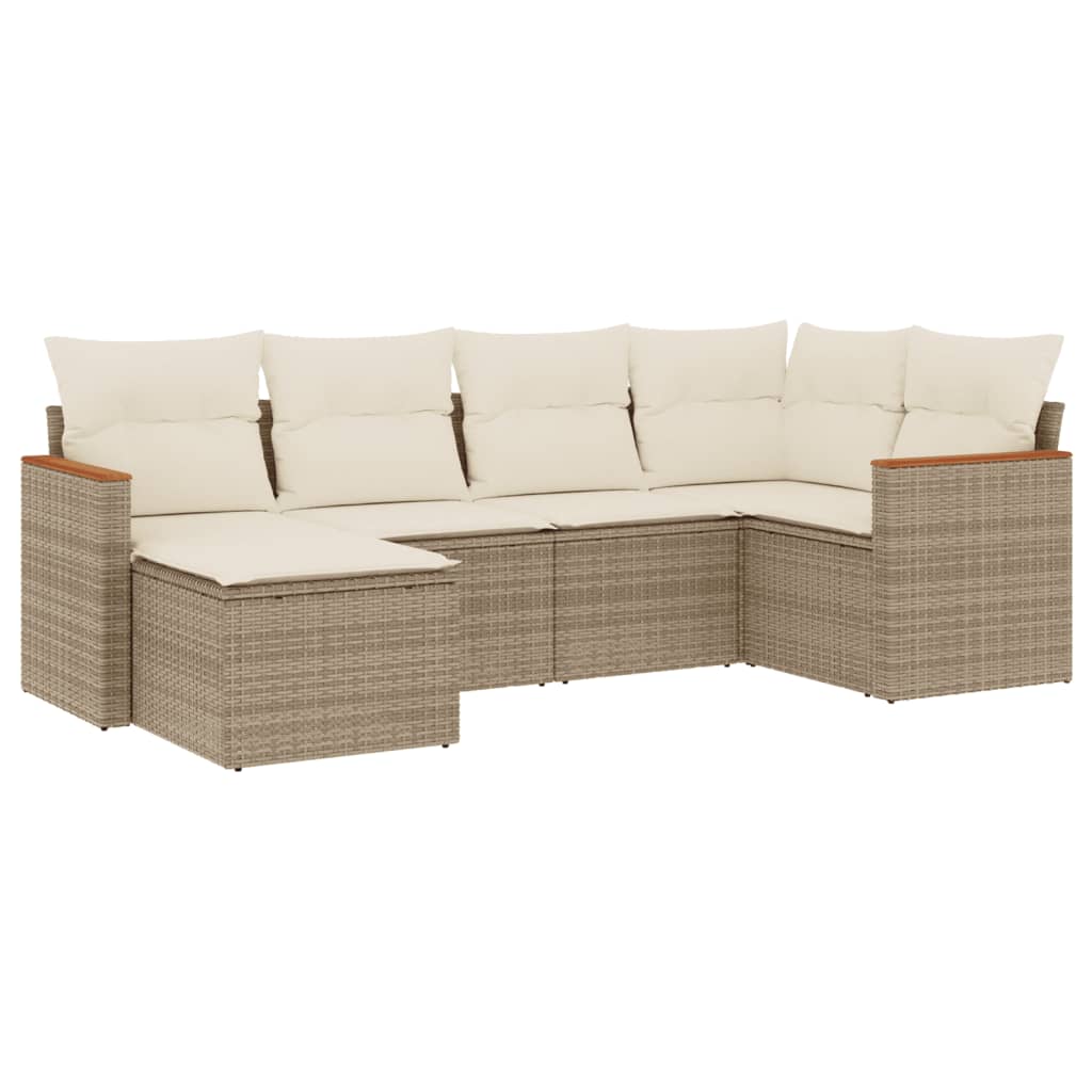 Set Divano da Giardino 6 pz con Cuscini Beige in Polyrattancod mxl 90580