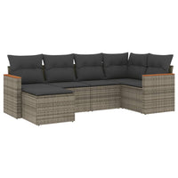 Set Divano da Giardino 6 pz con Cuscini-Sofa da Giardino-Divanetto da esterno Grigio in Polyrattan 504224