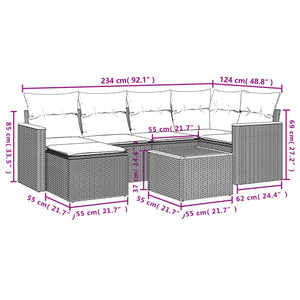 Set Divani da Giardino con Cuscini 7pz Nero Polyrattan 3226181