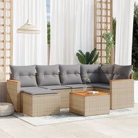 Set Divano da Giardino 7 pz con Cuscini Beige Misto Polyrattan