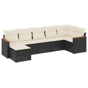 Set Divani da Giardino con Cuscini 7pz Nero Polyrattan 3226189