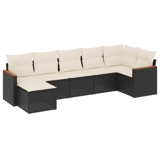 Set Divani da Giardino con Cuscini 7pz Nero Polyrattan 3226189