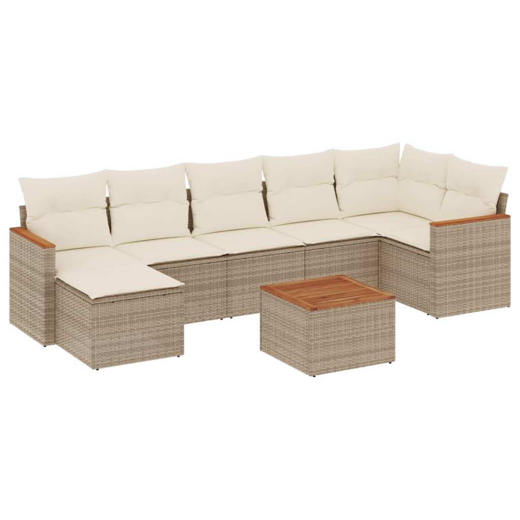 Set Divano da Giardino 8 pz con Cuscini Beige in Polyrattan 3226198