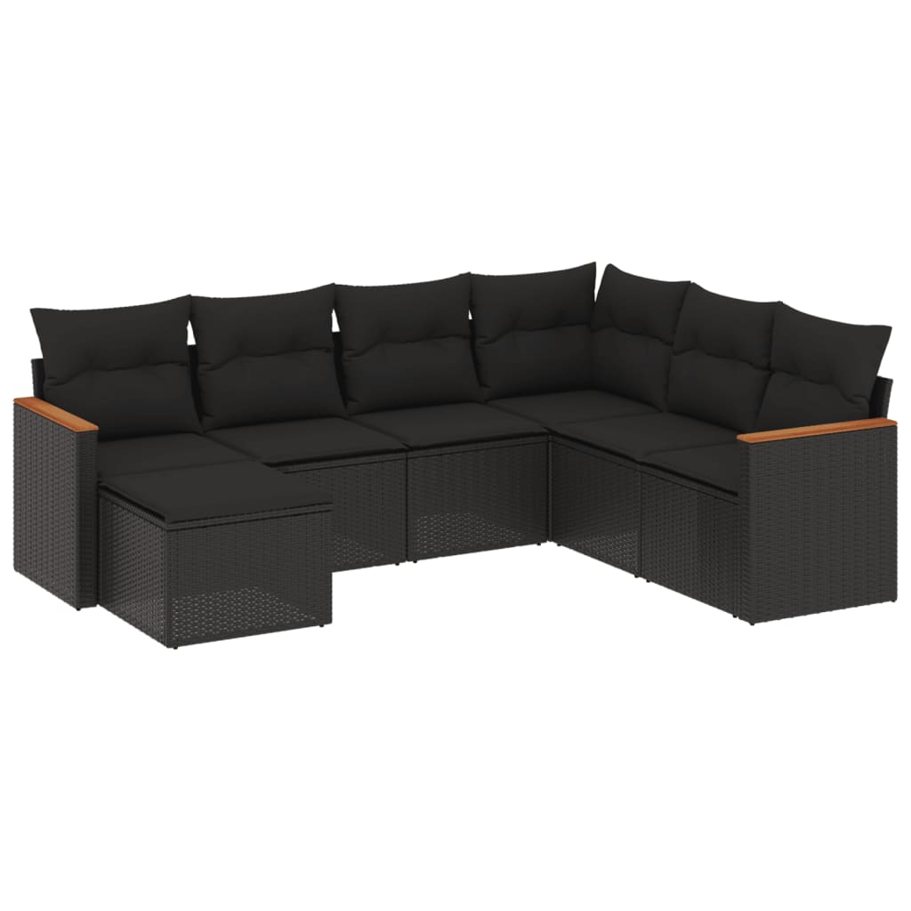 Set Divani da Giardino con Cuscini 7pz Nero Polyrattan 3226202