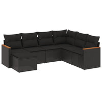Set Divani da Giardino con Cuscini 7pz Nero Polyrattan 3226202