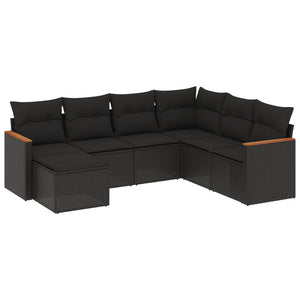 Set Divani da Giardino con Cuscini 7pz Nero Polyrattan 3226202