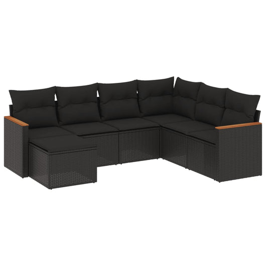 Set Divani da Giardino con Cuscini 7pz Nero Polyrattan 3226202