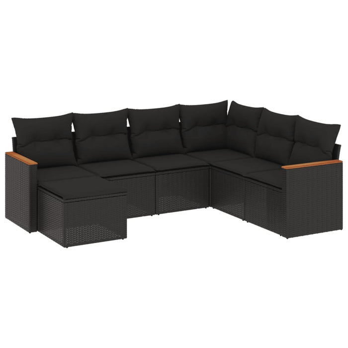 Set Divani da Giardino con Cuscini 7pz Nero Polyrattan 3226202