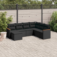 Set Divani da Giardino con Cuscini 7pz Nero Polyrattan 3226202