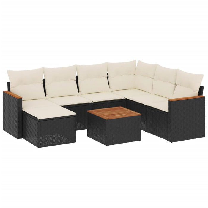 Set Divani da Giardino con Cuscini 8 pz Nero in Polyrattancod mxl 90441