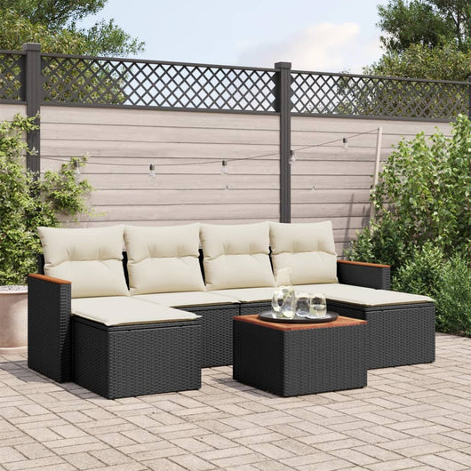 Set Divani da Giardino con Cuscini 7pz Nero Polyrattan 3226224