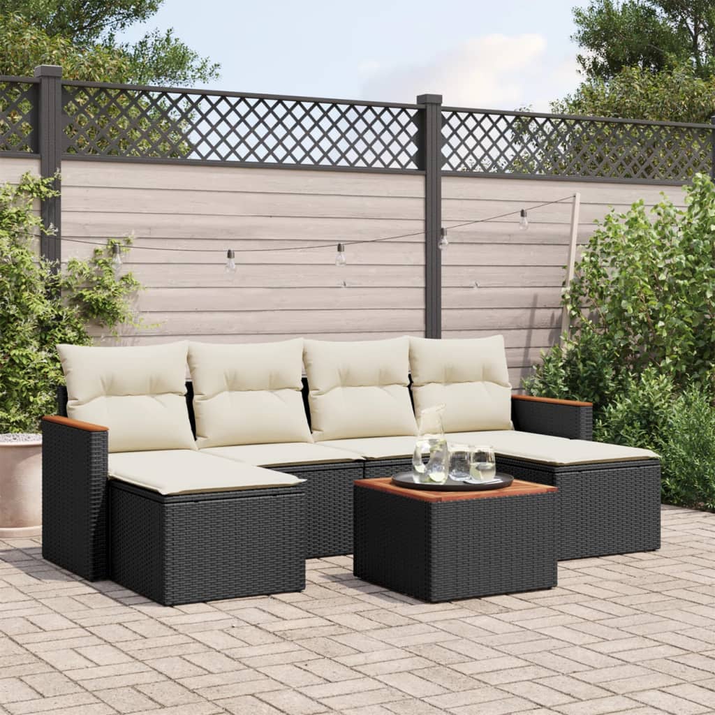 Set Divani da Giardino con Cuscini 7pz Nero Polyrattan 3226224