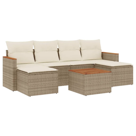 Set Divani da Giardino 7 pz con Cuscini Beige in Polyrattan 3226226