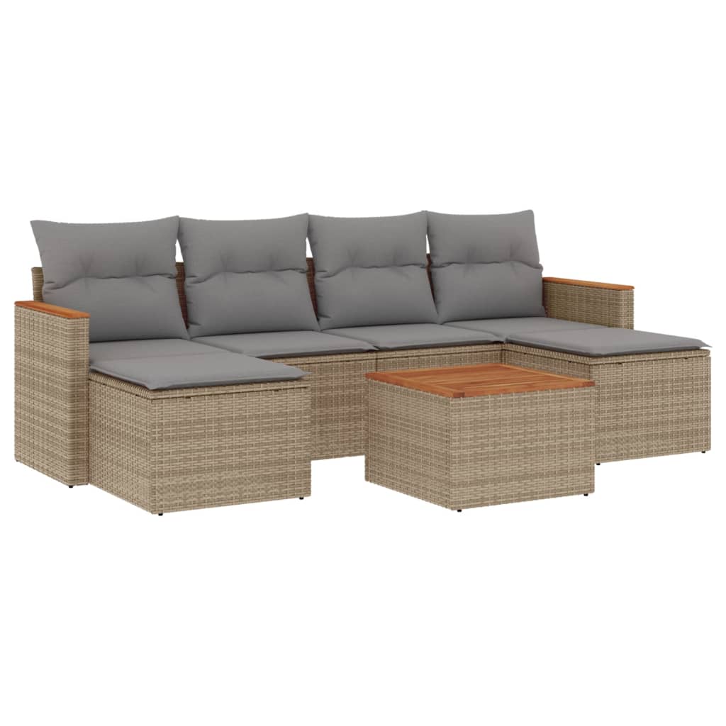 Set Divano da Giardino 7 pz con Cuscini Beige Misto Polyrattan 3226227