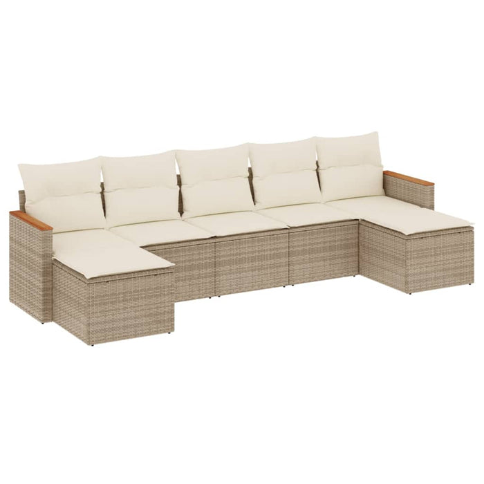 Set Divani da Giardino 7 pz con Cuscini Beige in Polyrattancod mxl 90594