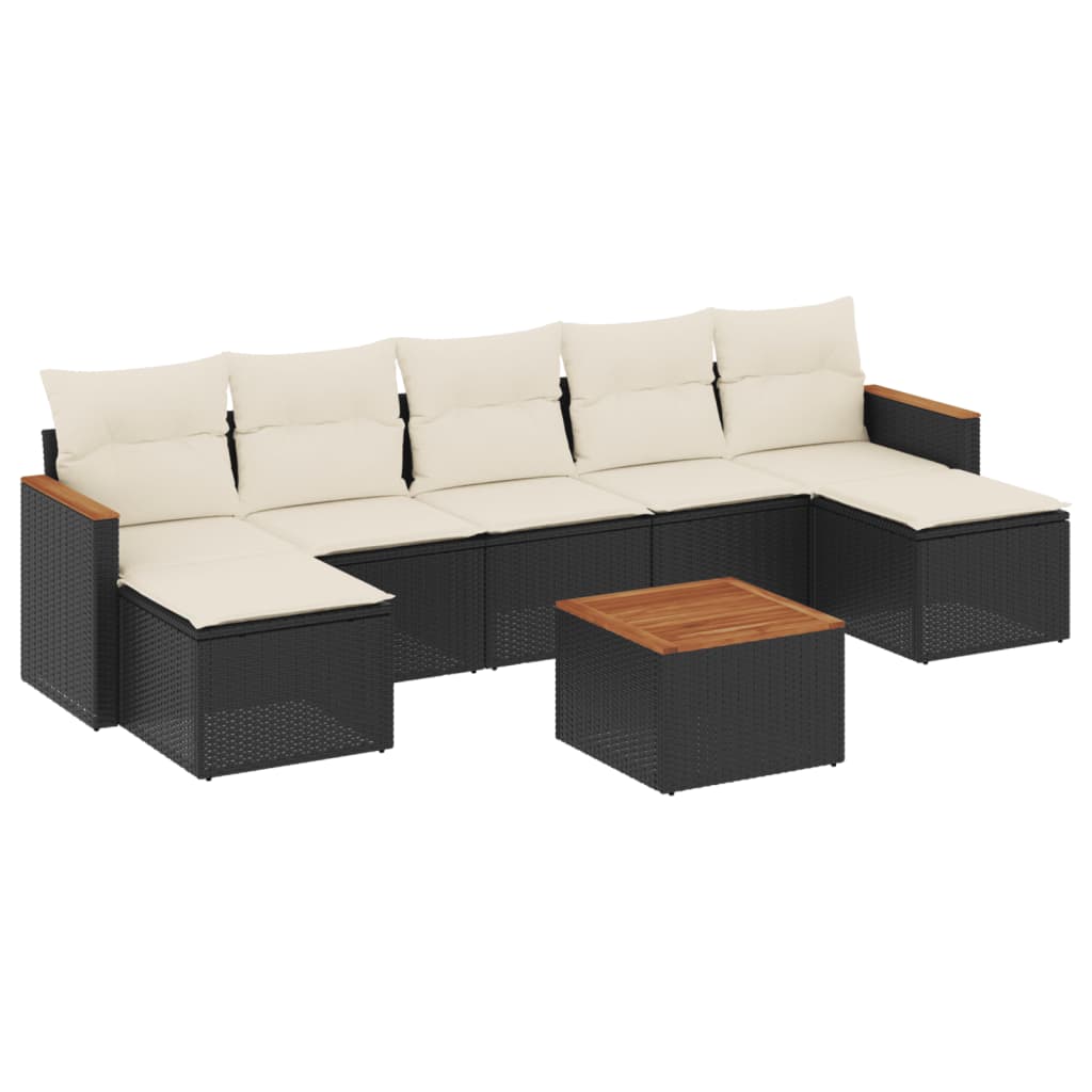 Set Divani da Giardino con Cuscini 8 pz Nero in Polyrattancod mxl 89097