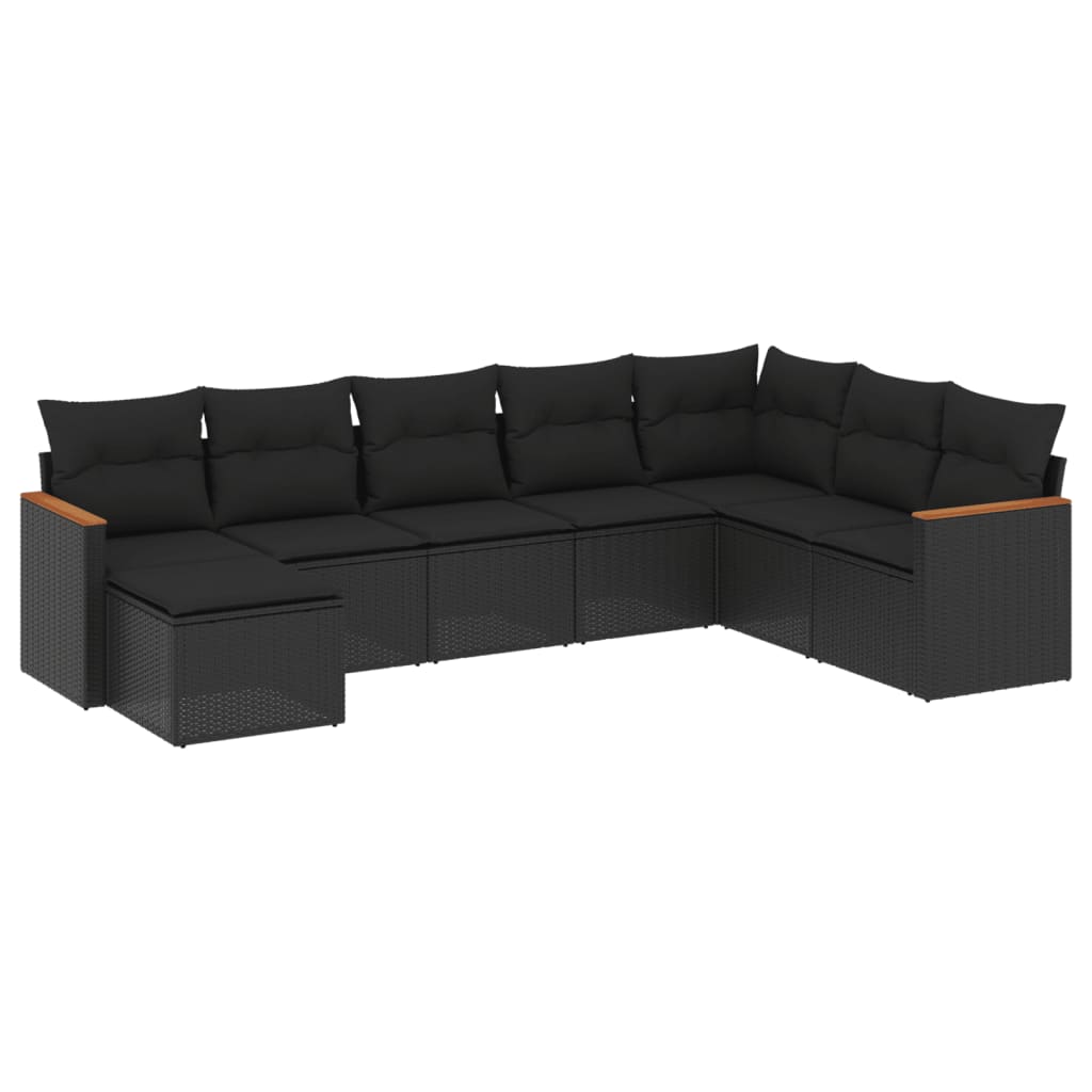 Set Divani da Giardino con Cuscini 8 pz Nero in Polyrattan 3226244