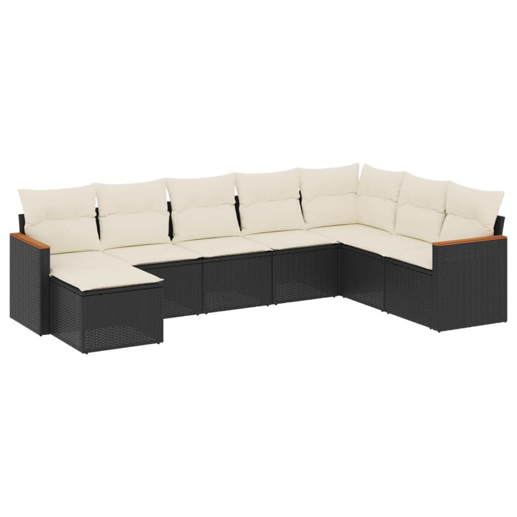 Set Divani da Giardino con Cuscini 8 pz Nero in Polyrattancod mxl 114455