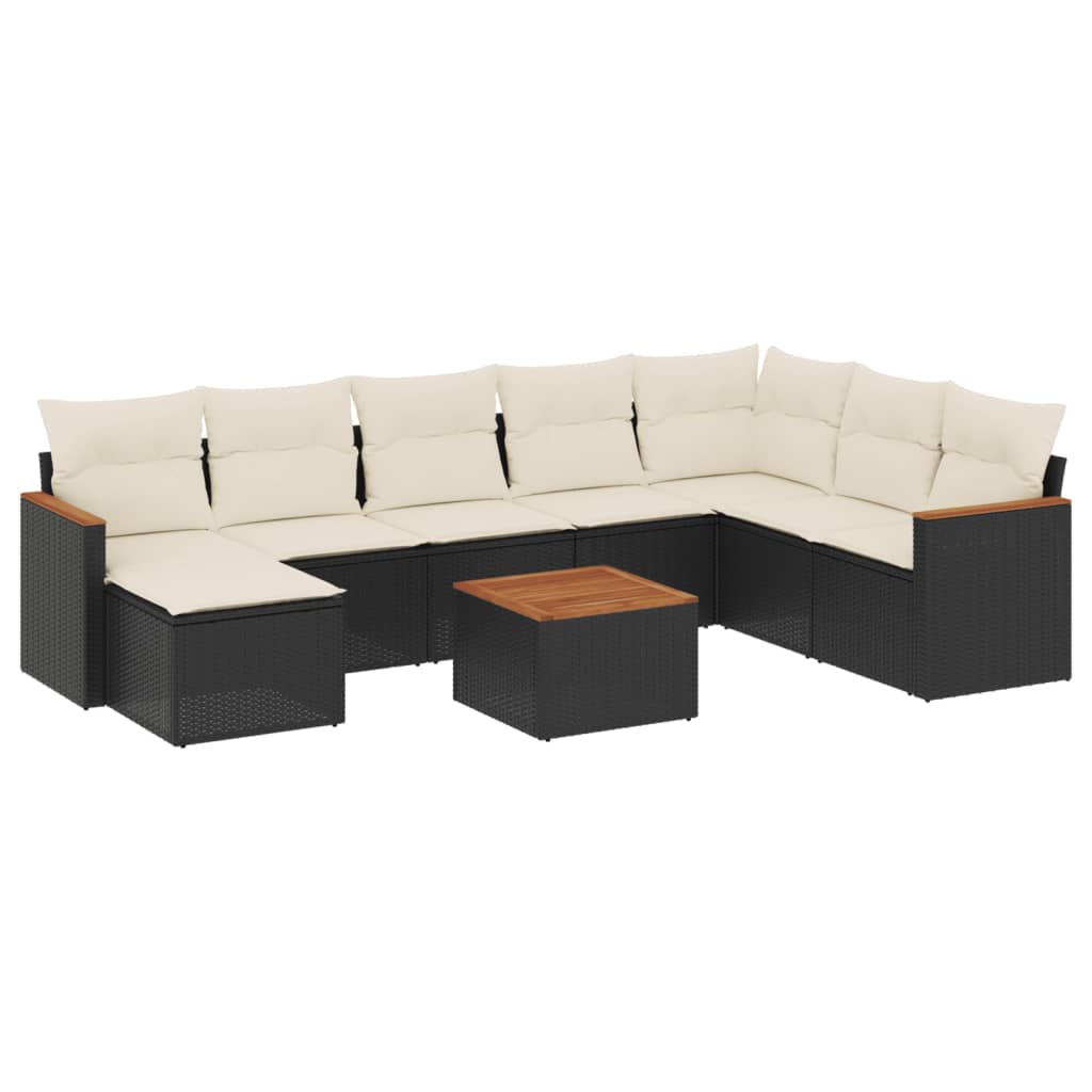 Set Divani da Giardino 9 pz con Cuscini Nero in Polyrattancod mxl 89099
