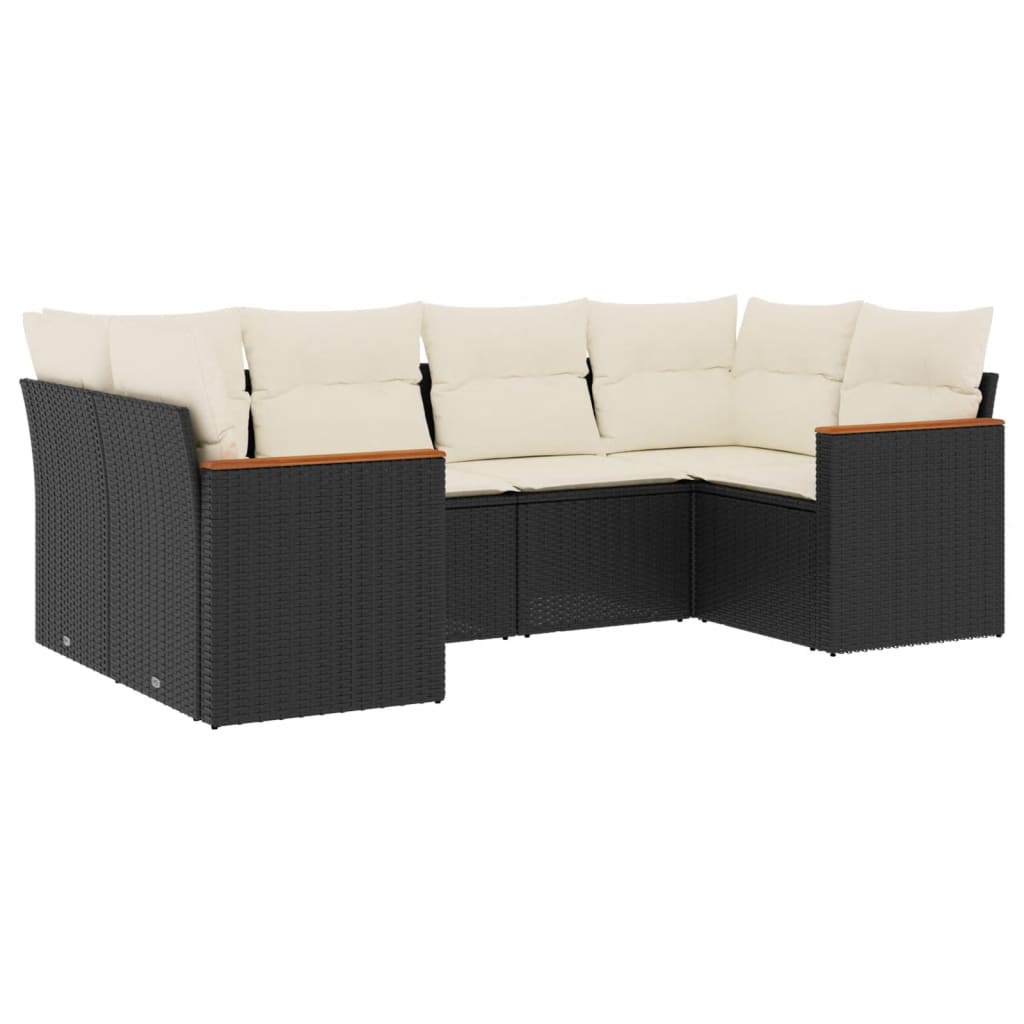 Set Divano da Giardino 6 pz con Cuscini-Sofa da Giardino-Divanetto da esterno Nero in Polyrattan 721899