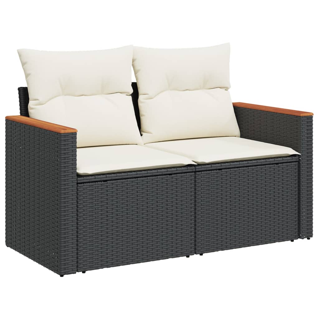 Set Divano da Giardino 6 pz con Cuscini-Sofa da Giardino-Divanetto da esterno Nero in Polyrattan 721899
