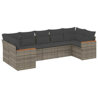 Set Divani da Giardino 7 pz con Cuscini Grigio in Polyrattan 3226270