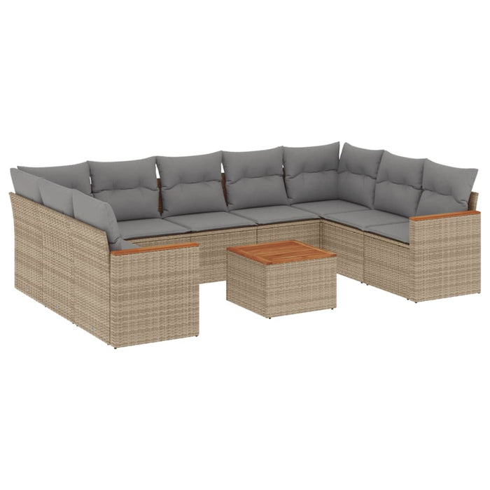 Set Divano da Giardino 10 pz con Cuscini Beige Misto Polyrattan 3226283
