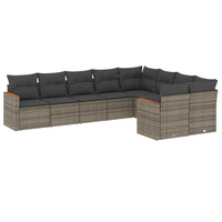 Set Divano da Giardino 9 pz con Cuscini Grigio in Polyrattan 3226305
